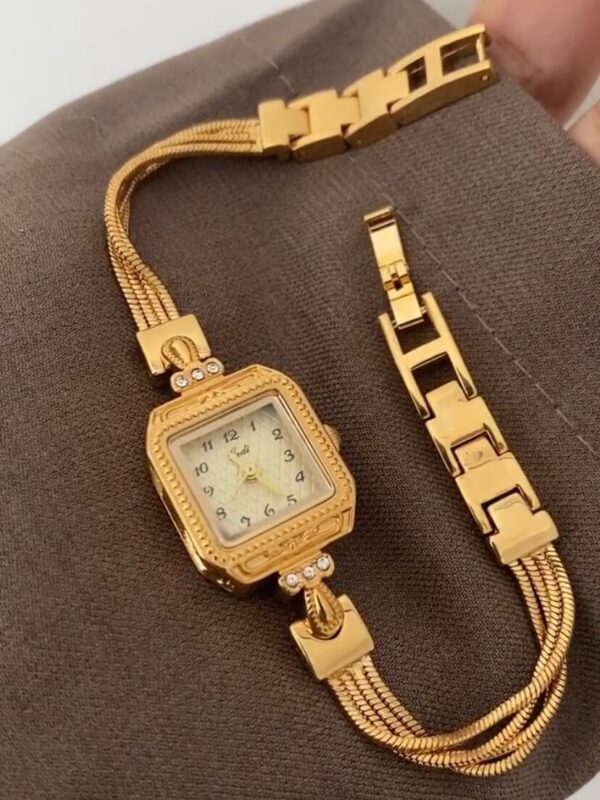 Vintage Style Small Square Face Gold Bracelet Watch