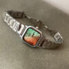 Cool Gradient Color Square Face Silver Bracelet Watch