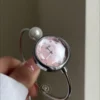 Dainty Pink Mother of Pearl Dial Ladies Watch Slim Bangle Watch for Women