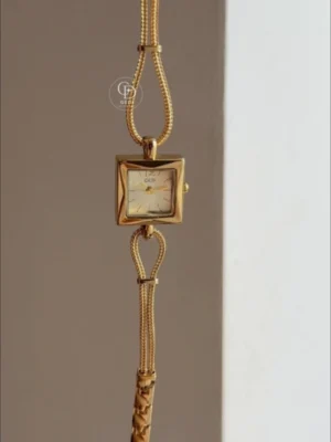 Minimalist Square Face Gold/Silver Chain Bracelet Watch for Women