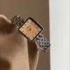 Big Square Face Watch for Women Statement Silver Bracelet Ladies Watch