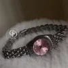 Minimalist Silver Watch with Pink Dial for Women