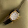 Vintage Oval Gold/Silver Face Black/Brown Leather Watch