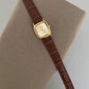 Vintage Style Gold Square Face Black/Brown Leather Watch