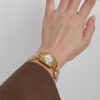 Chic Black/White Square Face Gold Bracelet Watch