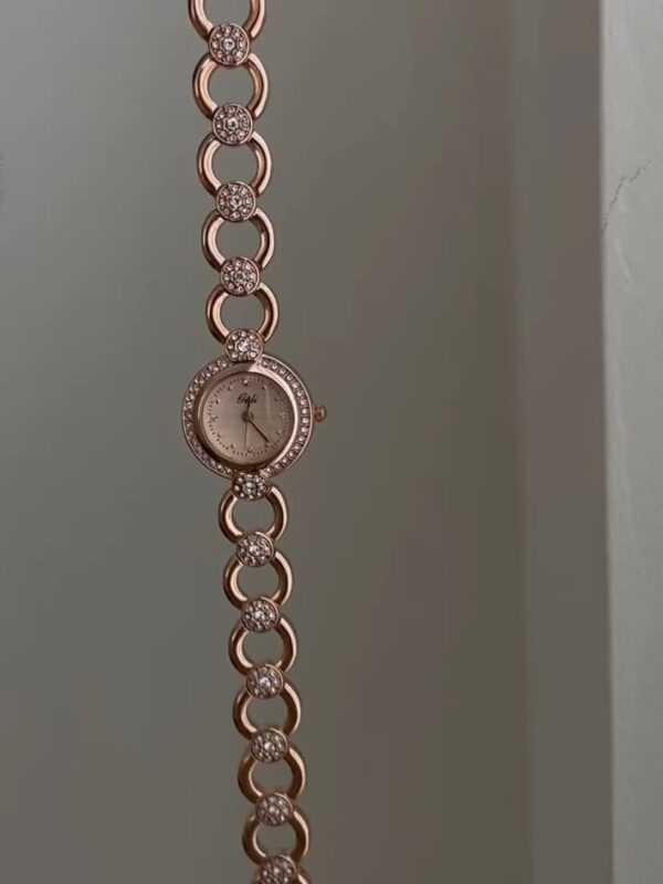 Dainty Rose Gold Round Face Watch for Women