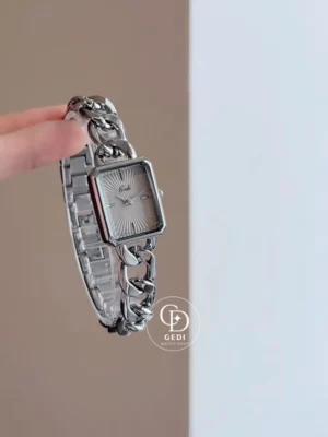 Chic Rectangular Silver Bracelet Women's Watch