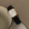 Vintage Style Gold Square Face Black/Brown Leather Watch