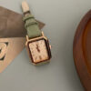 Classic Rectangle Face Brown/Green/Orange Leather Watch
