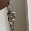 Minimalist Style Silver and Green Square Face Bracelet Watch