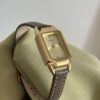 Minimalist Gold Rectangle Orange/Grey Genuine Leather Watch