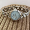 Chic Blue Round Face Silver Bracelet Watch for Women