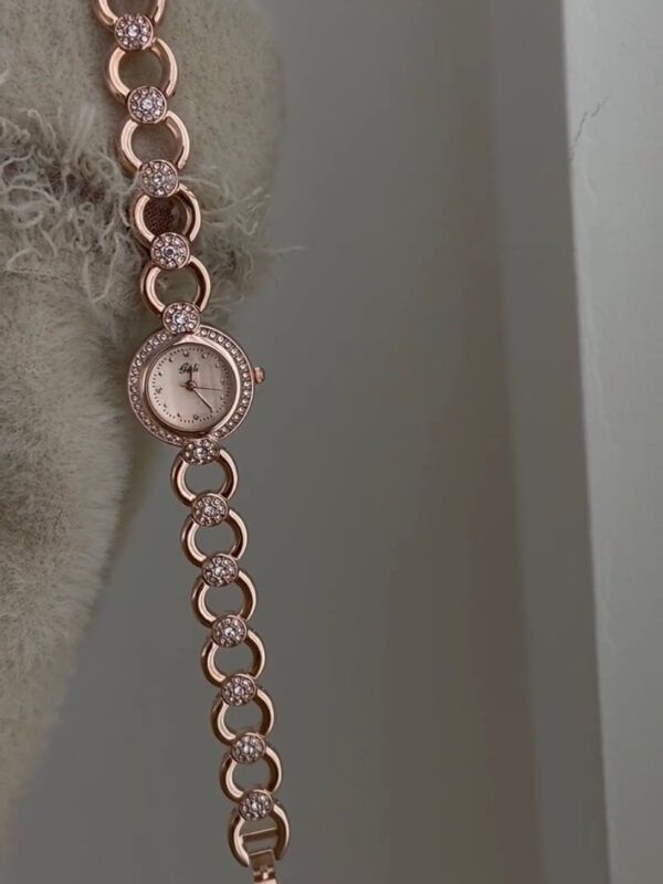 Dainty Rose Gold Round Face Watch for Women