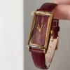 Minimalist Rectangular Red Watch for Women