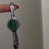 Minimalist Style Green Round Face Silver Bracelet Watch
