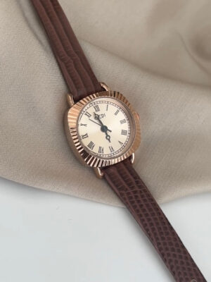 Vintage Style Square Face Brown Leather Women's Watch