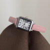 Rectangle Roman Numeral Dial Pink/Brown Leather Watch