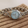 Chic Blue Round Face Silver Bracelet Watch for Women