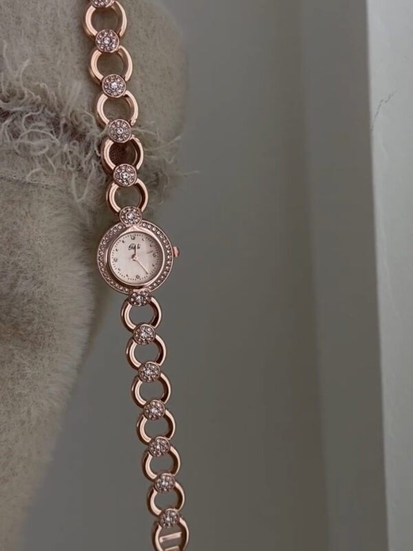Dainty Rose Gold Round Face Watch for Women