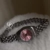 Minimalist Silver Watch with Pink Dial for Women
