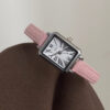 Rectangle Roman Numeral Dial Pink/Brown Leather Watch