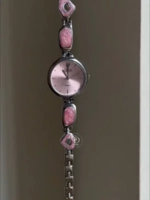 Handmade Pink Bracelet Women's Watch Pink Dial Watch