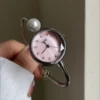 Dainty Pink Mother of Pearl Dial Ladies Watch Slim Bangle Watch for Women