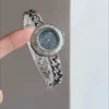 Dainty Blue Mother of Pearl Dial Watch Silver Chain Bracelet Watch for Women