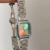 Cool Gradient Color Square Face Silver Bracelet Watch