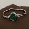 Minimalist Style Green Round Face Silver Bracelet Watch