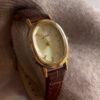 Vintage Oval Gold/Silver Face Black/Brown Leather Watch