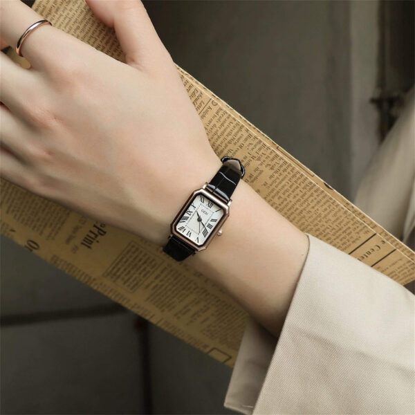 Classic Black/Brown/Green Square Leather Watch