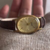 Vintage Oval Gold/Silver Face Black/Brown Leather Watch
