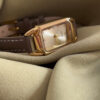 Minimalist Gold Rectangle Orange/Grey Genuine Leather Watch