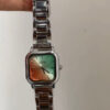 Cool Gradient Color Square Face Silver Bracelet Watch