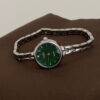 Minimalist Style Green Round Face Silver Bracelet Watch