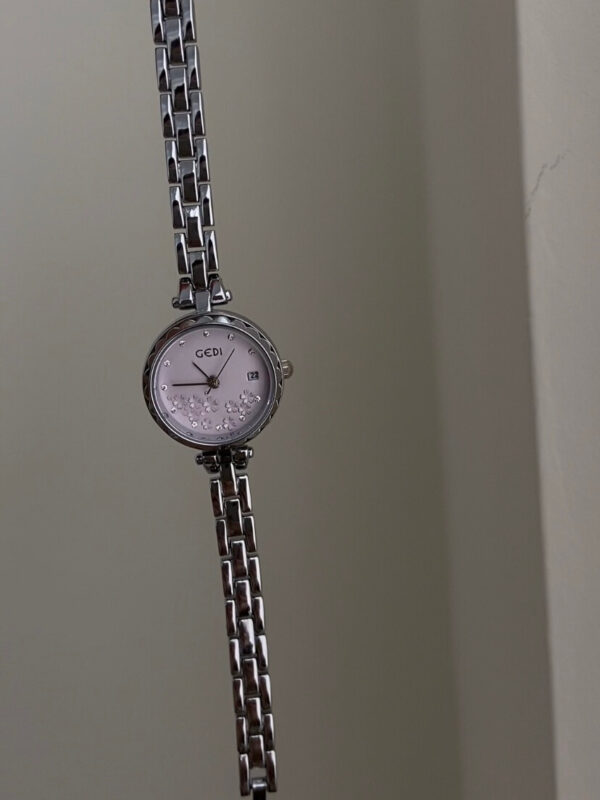 Dainty Flowers Silver Round Face Watch for Women
