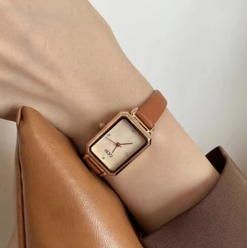 Minimalist Style Brown/Black Square Women’s Watch