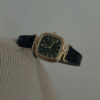 Vintage Emerald Green Square Leather Watch