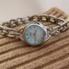 Chic Blue Round Face Silver Bracelet Watch for Women