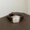 Vintage Style Gold Square Face Black/Brown Leather Watch