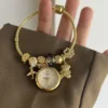 Dainty Gold Round Charms Bracelet Watch