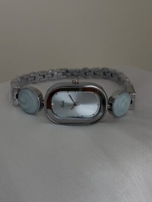 Chic Rose Gold/Blue Oval Face Gold/Silver Bracelet Watch