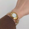 Chic Black/White Square Face Gold Bracelet Watch