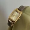 Minimalist Gold Rectangle Orange/Grey Genuine Leather Watch