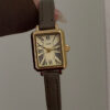 Rectangle Roman Numeral Dial Pink/Brown Leather Watch
