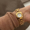Chic Black/White Square Face Gold Bracelet Watch