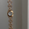 Chic Black/White Square Face Gold Bracelet Watch