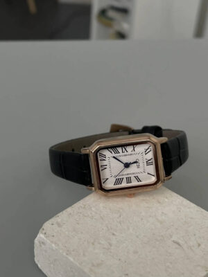 Vintage Roman Numeral Dial Brown/Black Leather Watch