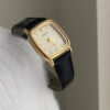Vintage Style Gold Square Face Black/Brown Leather Watch